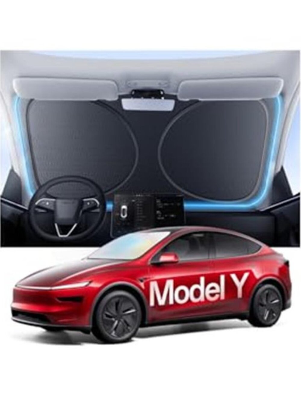 Windshield Sun Shade for Tesla Model Y/YL 2020-2026 (Juniper)